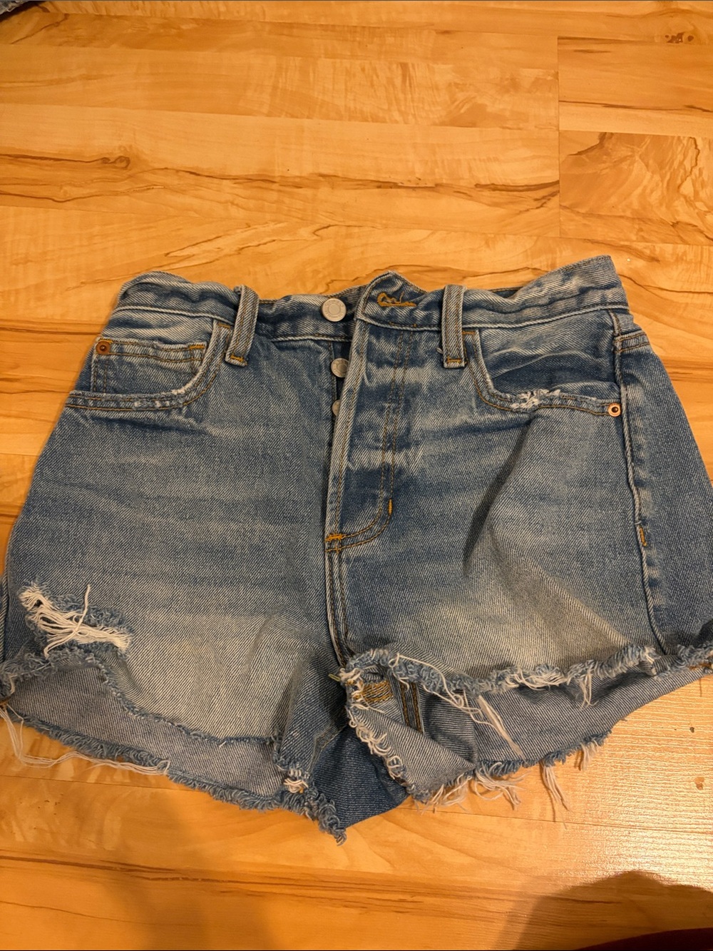 Cello Light Blue Distressed Denim Shorts
